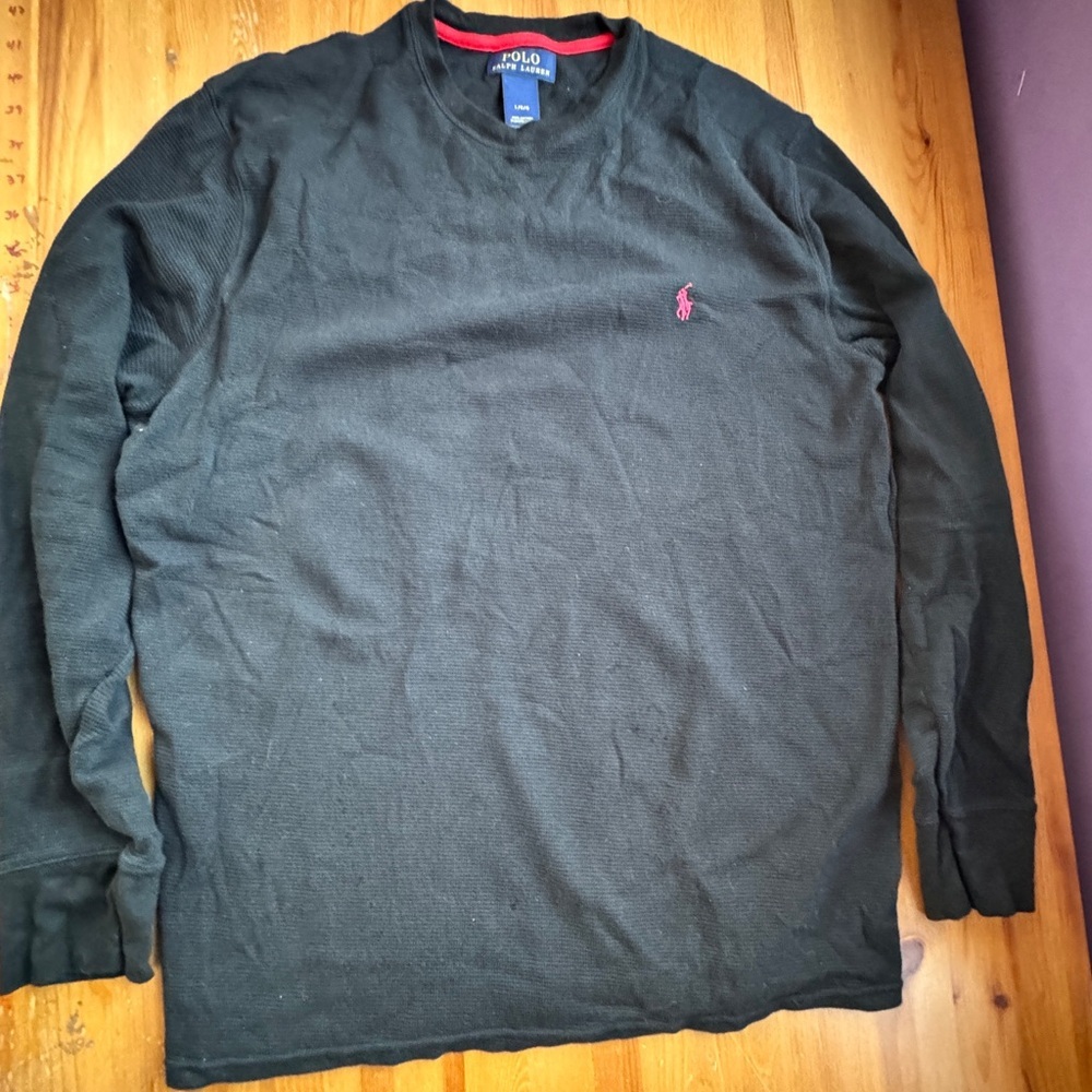 Ralph Lauren black waffle long sleeve men’s shirt size large